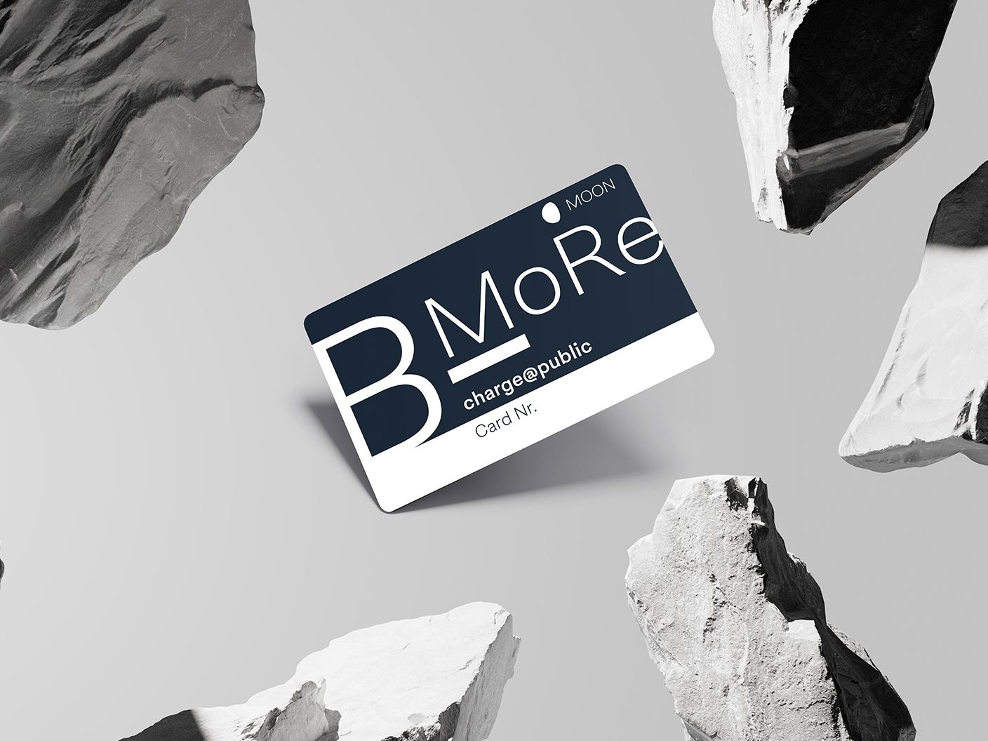 Charging card between boulders